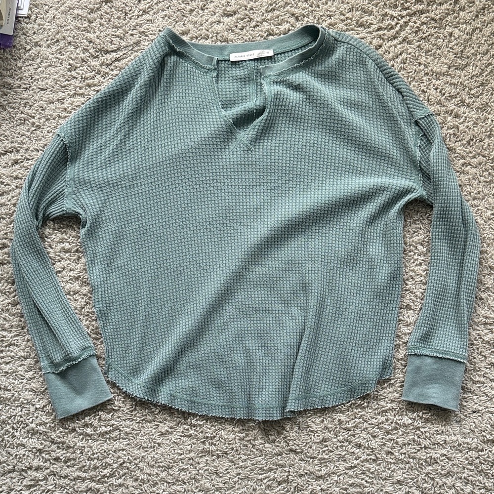 Altar'd State Long Sleeve Waffle Knit Top